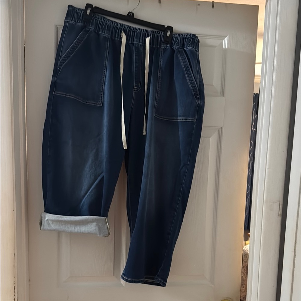 Casual Blue Drawstring Pants